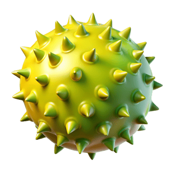 3D Render Spiky Yellow Green Ball png
