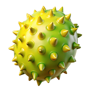 3D Render Spiky Yellow Green Sphere Illustration png