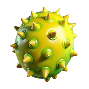 3D Spiky Yellow Green Ball Illustration png