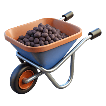 3D Render Wheelbarrow with Rocks Illustration png