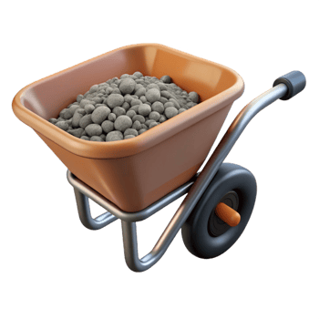 3D Render Wheelbarrow Rocks Illustration png