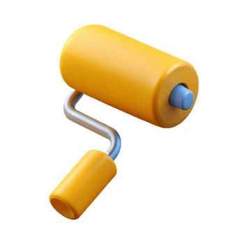 3D Render Yellow Paint Roller Icon png