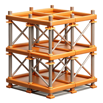 3D Illustration Orange and Gray Metal Structure png