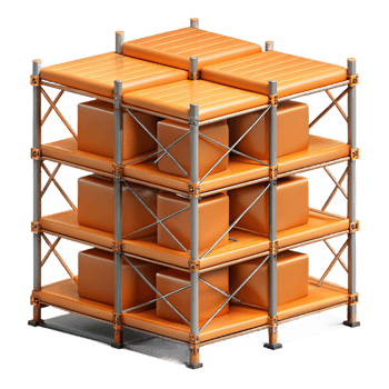 3D Render Orange Package Storage Unit png