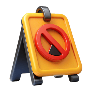3D Render Yellow Sign Prohibition Symbol png