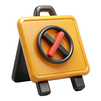 3D Render Yellow Sign Wrong Symbol png