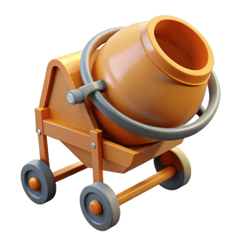 Orange Cement Mixer 3D Render png