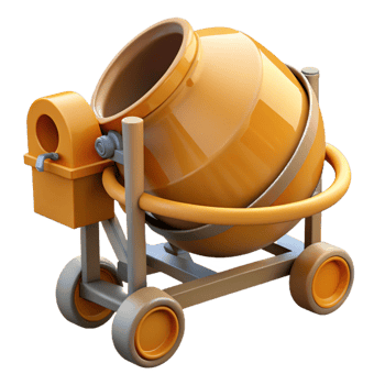 3D Render Orange Cement Mixer Illustration png