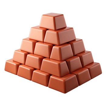 3D Render Orange Blocks Pyramid png