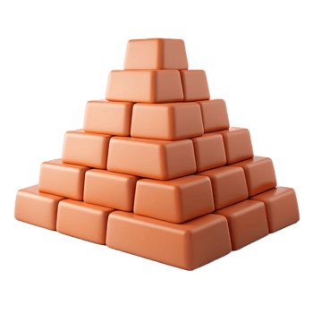 3D Render Orange Blocks Pyramid Structure png
