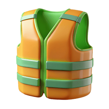 3D Model Orange and Green Life Vest Illustration png
