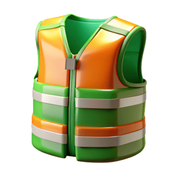 3D Render Orange Green Safety Vest Illustration png