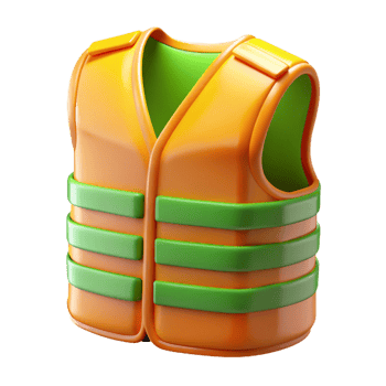 Orange Green Safety Vest 3D Render png