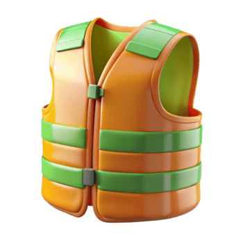 Orange and Green Life Vest 3D Render png
