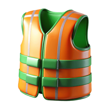 3D Render Orange and Green Life Vest Illustration png
