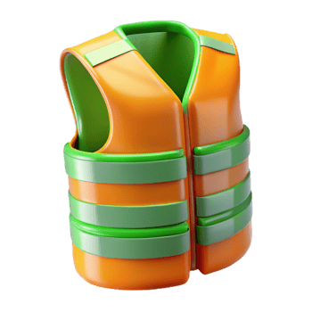 Orange and Green Life Vest 3D Render png