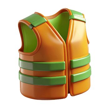 3D Render Orange Life Vest Illustration png