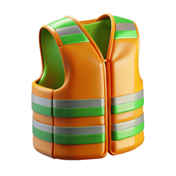 3D Render Orange Safety Vest Illustration png