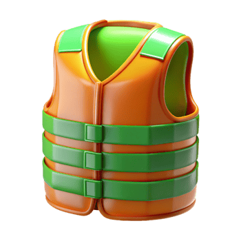 Orange and Green Life Vest 3D Render png