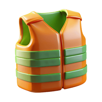 Orange and Green Life Vest 3D Render png