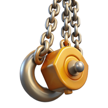 3D Render Chain and Hook Illustration png