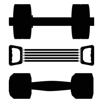 Silhouettes of Weightlifting Equipment and Gym Tools vector