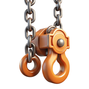 3D Render Orange Chain Hoist Hook png