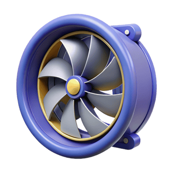 3D Render Blue Turbine Fan Illustration png