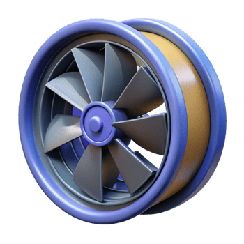 3D Render Blue Turbine Fan Illustration png