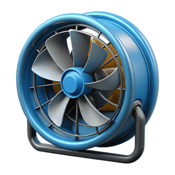 Blue 3D Render of a Small Fan png