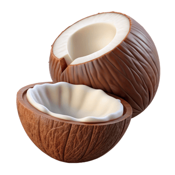 3D Render of a Coconut Halved, Showing White Flesh and Milk png