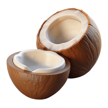 3D Render of a Cracked Coconut png