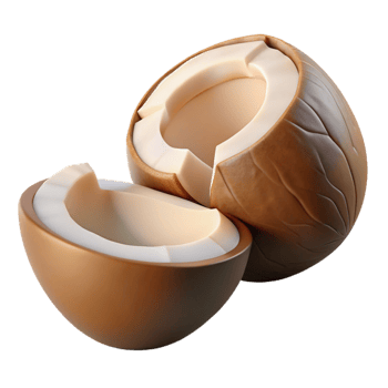 3D Render of Cracked Coconut, Tropical Fruit png