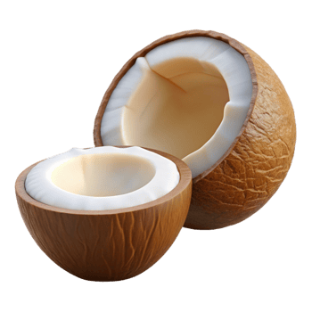3D Render of a Cracked Open Coconut png