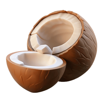3D Render of Cracked Open Coconut png