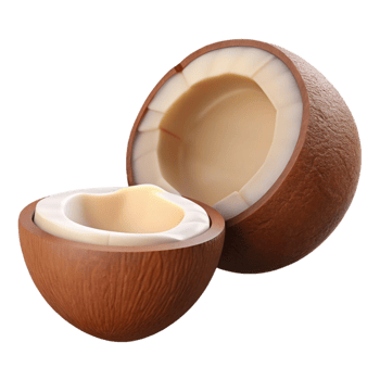 3D Render of a Cracked Coconut png