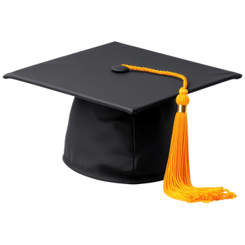 A Classic Black Graduation Cap with a Vibrant Yellow Tassel Symbolizing Academic Achievement and Celebration of Educational Milestones png