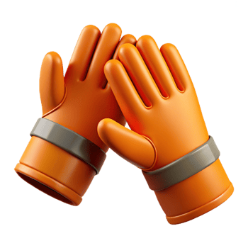 3D Render Orange Gloves High Five png
