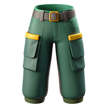 3D Render Green Cargo Pants Illustration png