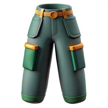 3D Render of Green Cargo Pants png