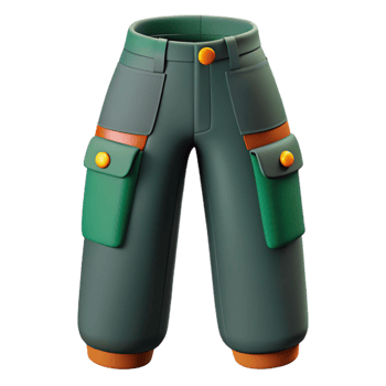 3D Render Green Cargo Pants Illustration png