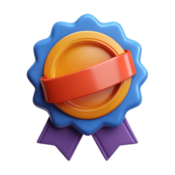 3D Render Colorful Award Badge Illustration png