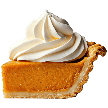 Delicious Slice of Pumpkin Pie Topped with Whipped Cream on a Light Background png
