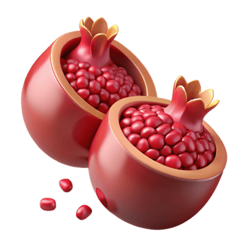 3D Pomegranate Illustration, Juicy Red Seeds png