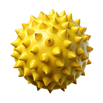 Yellow Spiky 3D Sphere Illustration png