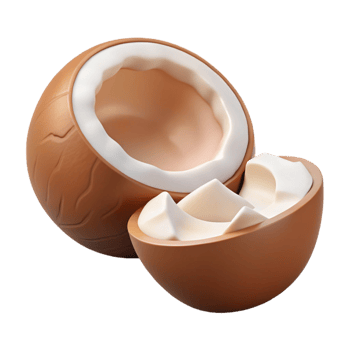 3D Render of a Broken Coconut png