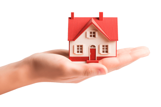 House Miniature on Hand Isolated on Transparent Background png
