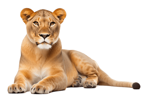 Resting Lioness Isolated on Transparent Background png