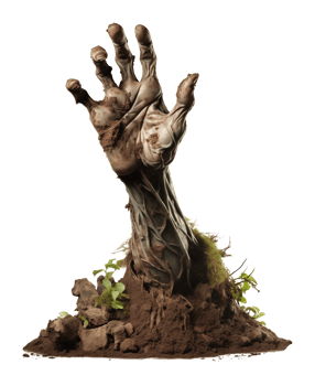 Hand of Zombie Coming Out of the Soil Isolated on Transparent Background png