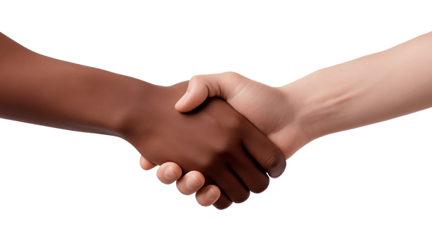 Black Hand and White Hand Handshake Isolated on Transparent Background png